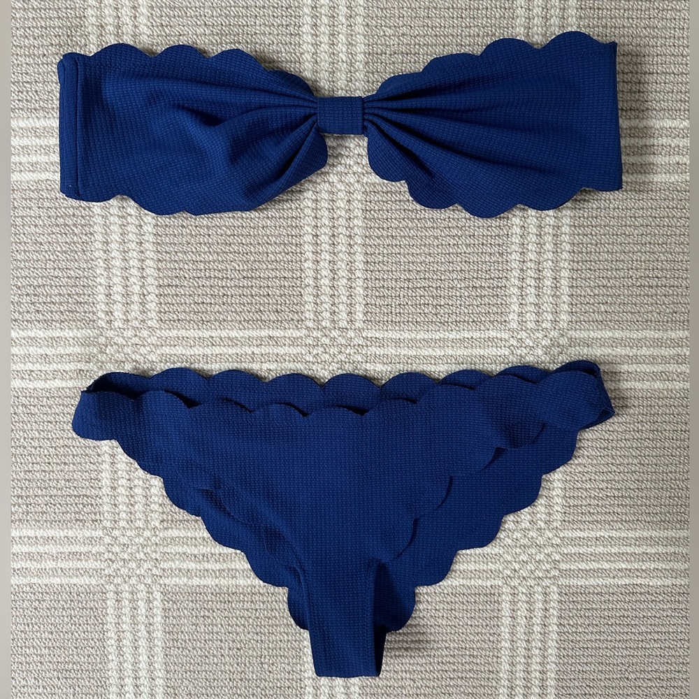 Marysia Swim Scalloped Bikini Set Bathing Suit navy size medium